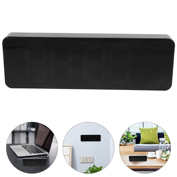 KALLORY Black Digital Alarm Clock with Large LED Display for Bedroom and Living Room