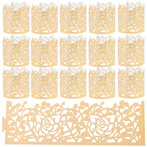 KALLORY Elegant Golden Round Paper Napkin Holders 50Pcs for Banquets