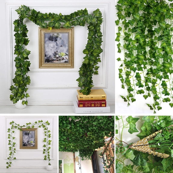 KALLORY Faux Flowers 12 Pcs Green Cloth Plastic 2 Meters Wedding Home Decor