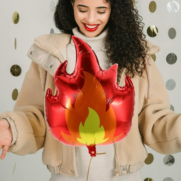 KALLORY Fire Flame Balloons 6Pcs Aluminium Foil Sports Celebration Birthday 29.5X22.4In