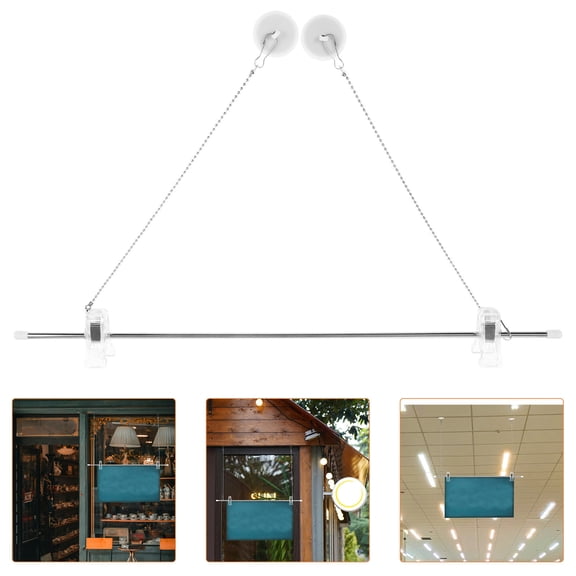 KALLORY Stainless Steel Flag Hooks Hanger Pole for Hanging Posters and Banners 1 Set Outdoor Indoor