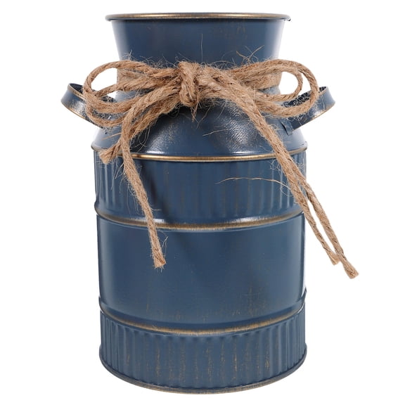 KALLORY Decorative Flower Vase Tall Blue Iron for Flower Lovers and Holiday 1Pcs