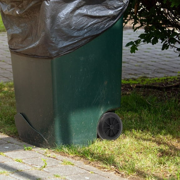 KALLORY  Black Plastic Heavy Duty Trash Can Replacement Wheels for Outdoor Use 2Pcs