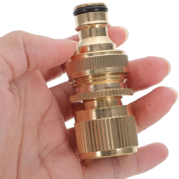 KALLORY Garden Hose Connector 1Pack Golden Brass Quick Connect Hose Adapters Durable Non-leakage for Gardening