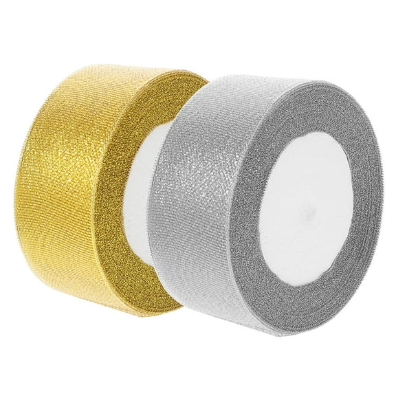 KALLORY Metallic Glitter Ribbon Roll, Soft Fabric Ribbon in Assorted Colors for Crafts, Wrapping, and Decorations