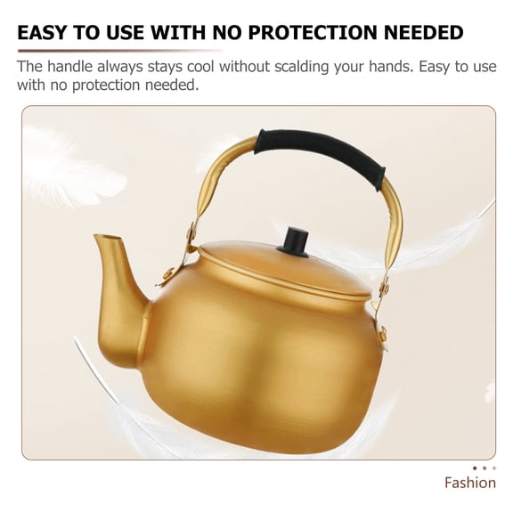 KALLORY Golden Metal Water Boiler Rust Resistant Electric Hot Water Kettle for Kitchen Use and Home
