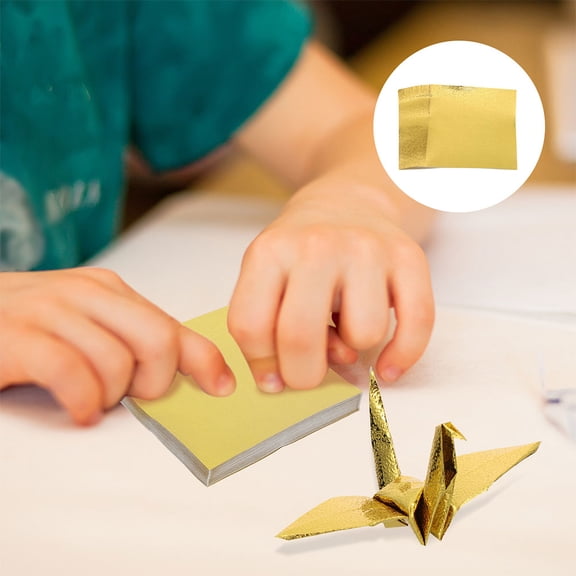 KALLORY Golden Origami Craft Kit with Pearlized Finish for Art Projects, Paper Folding, and Fun Craft Activities