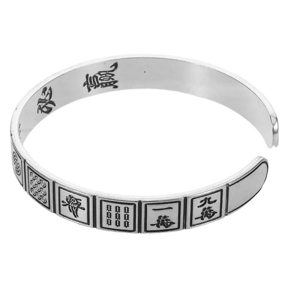 KALLORY Vintage Mahjong Bracelet Open Unisex Adjustable Bangle Traditional Craftsmanship Unique