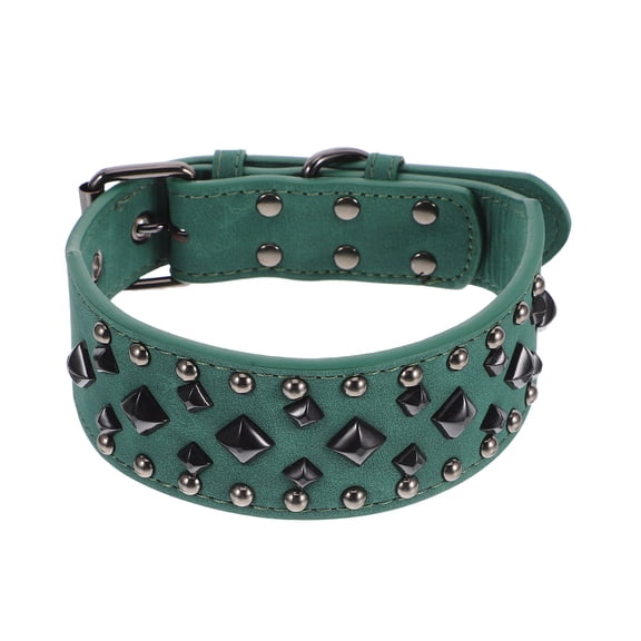 KALLORY Spiked Dog Collar Adjustable PU and Metal for Pet Protection and Outdoor Use Medium Size