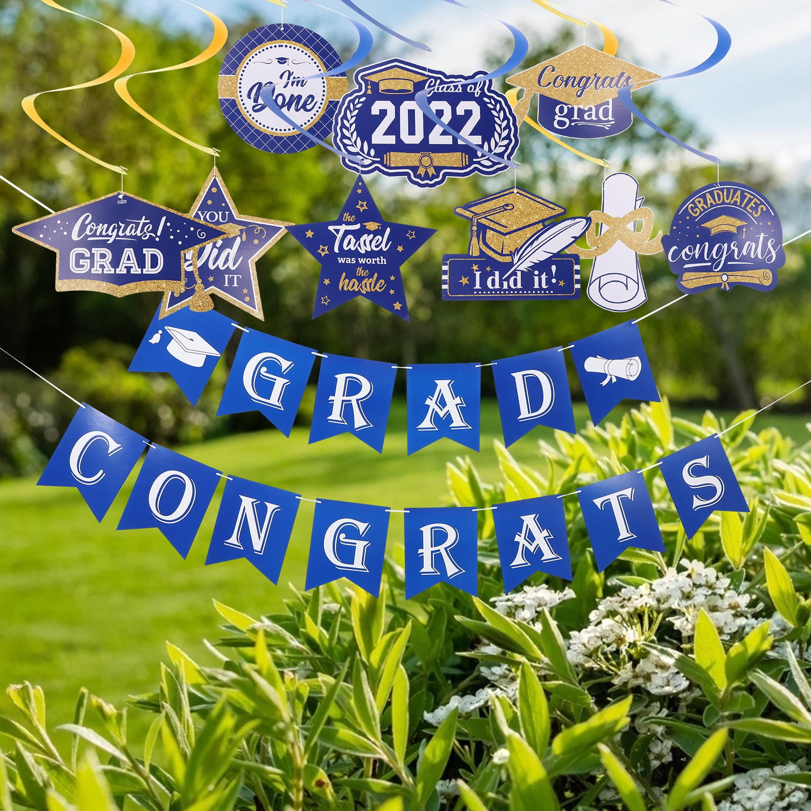 KALLORY Graduation Banner Blue Paper 1Set 7.5X5.9In - Walmart.com