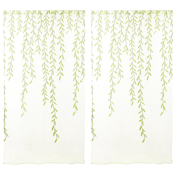 KALLORY Green Window Screen Curtains with Delicate Texture, Stylish Voile for Privacy and Home Decor