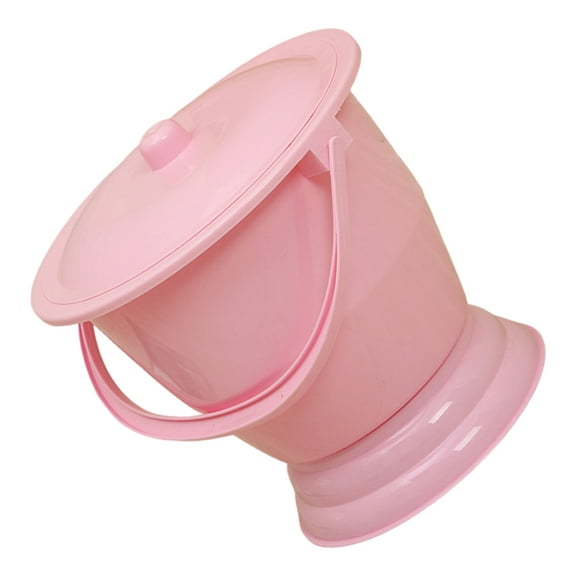 KALLORY Handheld Chamber Pot for Elderly Users Pink Thickened Plastic 1Set