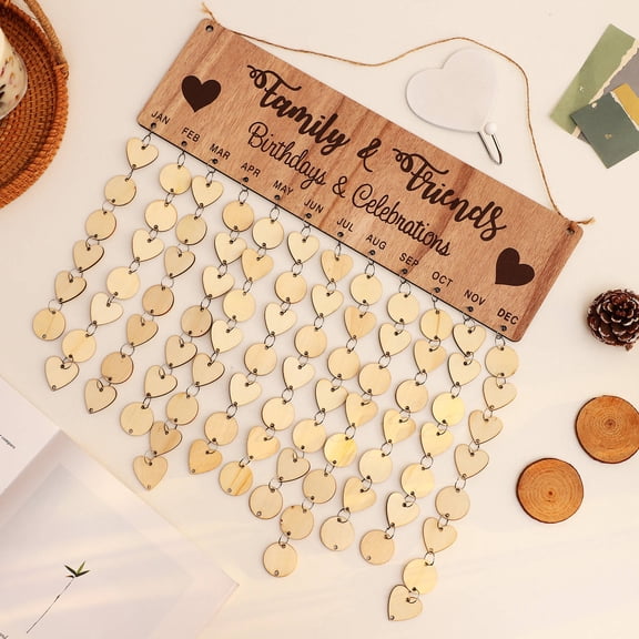 KALLORY DIY Wood Hanging Countdown Calendar Multi 1Set 15.7x4.3x0.08In