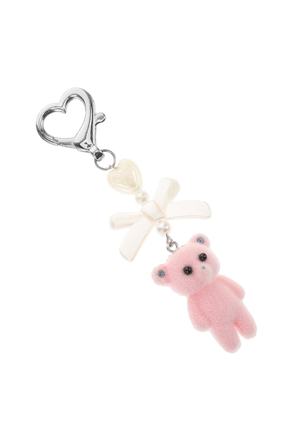 Hanging Mini Bear Figurines 1Pcs Pink Resin Metal 3D Bear Keychain for Girls and Animal Lovers