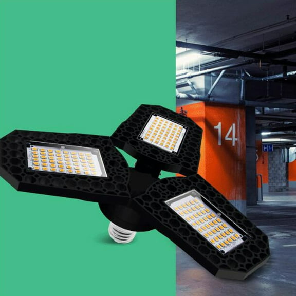 KALLORY High Bay Lights Three-leaf Folding Garage Lamp Deformable Ceiling