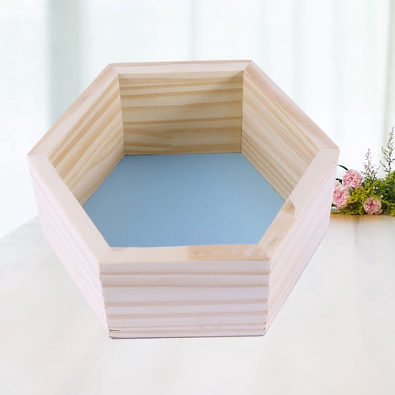 KALLORY Honeycomb Design Rack Blue Wood Storage for Children's Room 1Pcs
