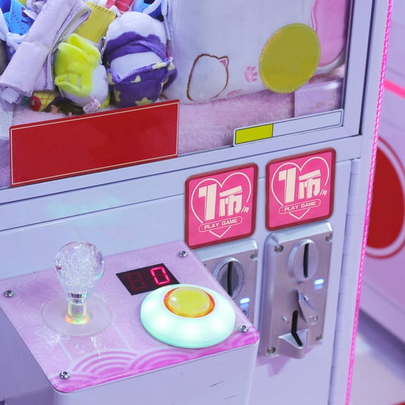 KALLORY 10pcs Insert Coin Sticker Candy Dispenser Machine Rosy Plastic Game Label for Machines and