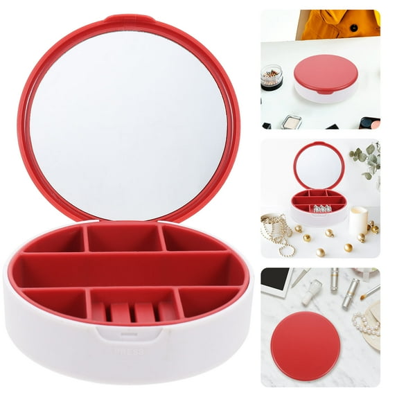 KALLORY Jewelry Box 1Pack 3.93x3.93x1.18in Red ABS Plastic for Friends and Lovers present