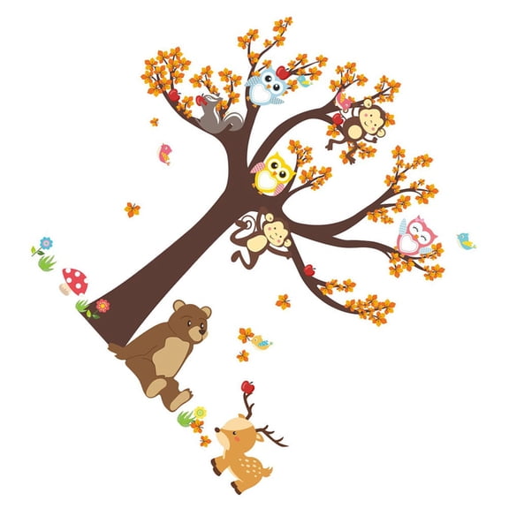 KALLORY Jungle-Themed Nursery Wall Decal Set, Easy to Apply and Remove, , Kids Room Decor, 1 Set