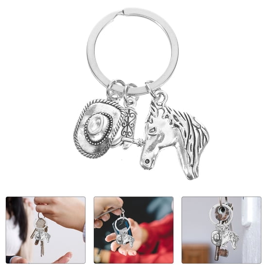 KALLORY Keychain Woman 1Pcs Silver Western Style Key Management for Military Enlistment