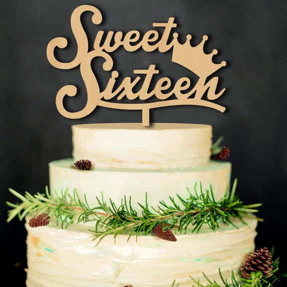 KALLORY Khaki Wood Cake Topper 1Pcs 6 59 x 5 12 Inch for Teen Birthday Parties