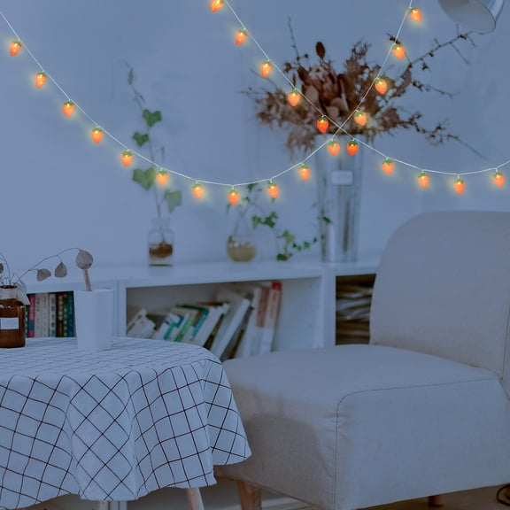KALLORY Strawberry LED Cluster Fairy Lights Red for Indoor Bedroom Decoration