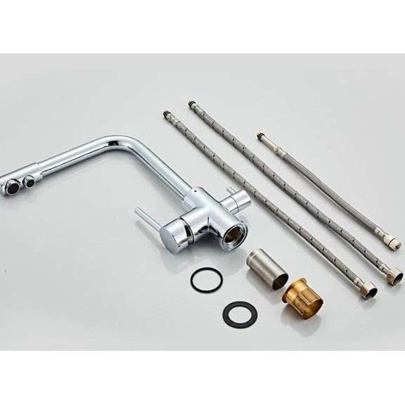 KALLORY Two-Handle Kitchen Faucet in Black and Copper Stainless Steel with Dual Spray , Home Use Fixture