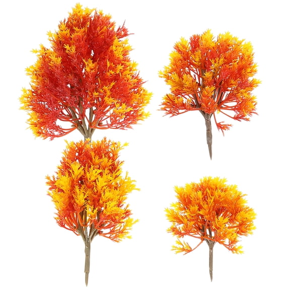 KALLORY Lifelike Maple Tree Models for Landscape Design with Synthetic Material 4 Assorted Colors 19cm 15cm 13cm 10cm