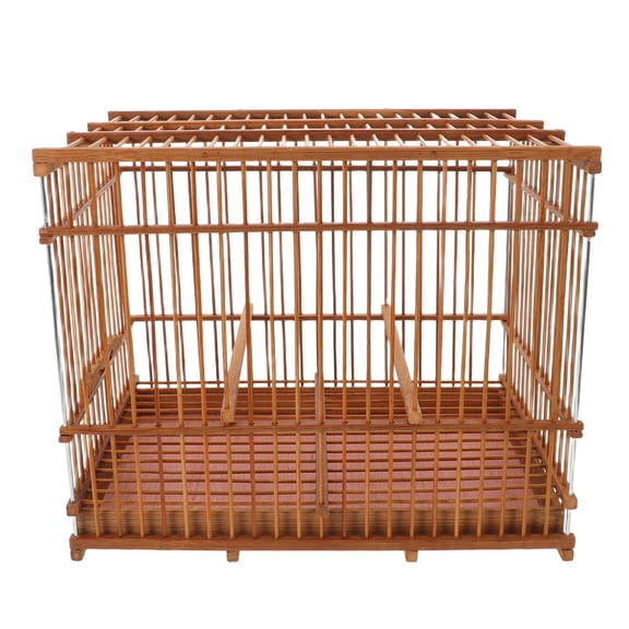 KALLORY Light Brown Bamboo Bird Cage Portable for Home Use with Spacious Rectangular Flight Space