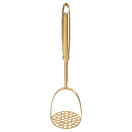 KALLORY Stainless Steel Potato Masher with Ergonomic Handle for Easy Mashing, Kitchen Tool, Golden Finish