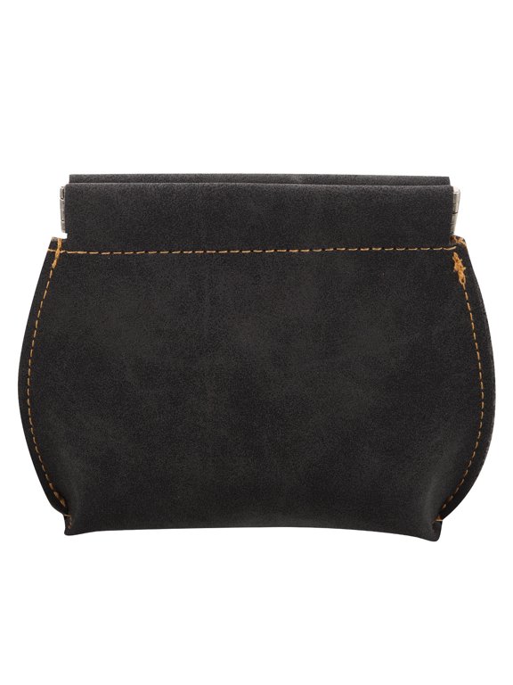 Mens Change Purse Black PU Multi Compartment Organizer Bag Snap Closure for Everyday Use
