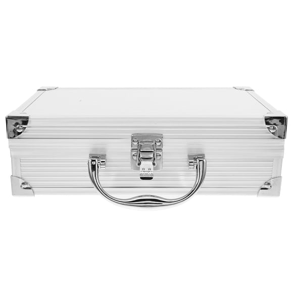 KALLORY  Metal Handle Tools Case Storage Container Portable Travel Silver