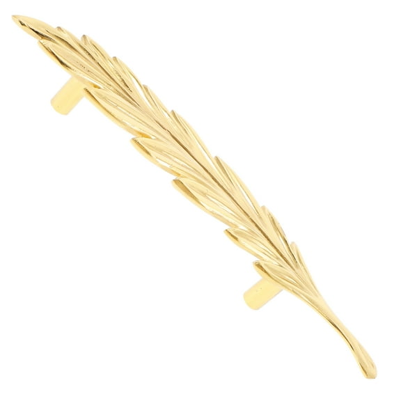 KALLORY Metal Leaf Shape Door Handle Pulls Decorative Brass Knobs for Home Cabinet Drawer 1 Set