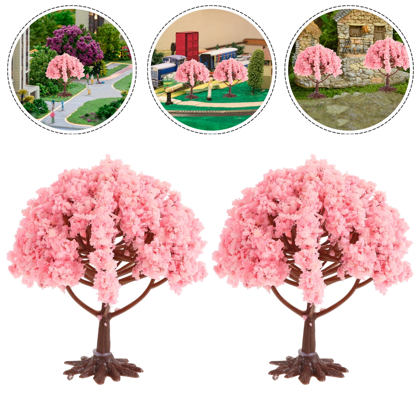KALLORY Model Trees Pink Miniature Tree For Miniature Garden Ornament ...