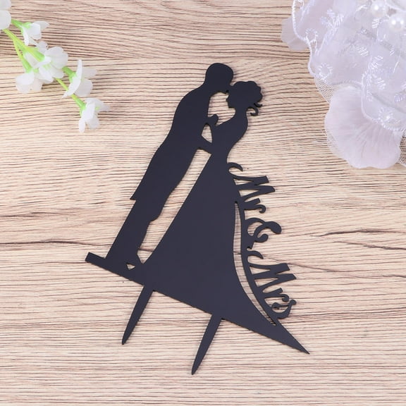 KALLORY Mr Topper Bride And Groom Design Elegant Decoration For Wedding Anniversary And Birthday Parties Black