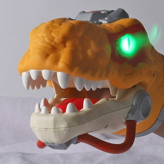 KALLORY Orange Plastic Dinosaur Head Hand Puppet for Realistic Role Playing Fun and Party Supplies 6.5