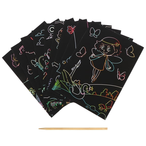 WRITWAA 1 Set of Scratchboard Painting Kit for Safe Creation with Black Paper for Family Activities