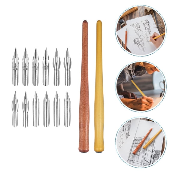 KALLORY Pen Ink Solid Wood Pole Dipping Pen 16.00X1.00X1.00CM