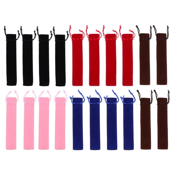 KALLORY Pen Pouch 20Pcs Assorted Color Flannelette Material Round Drawstring for Office Use