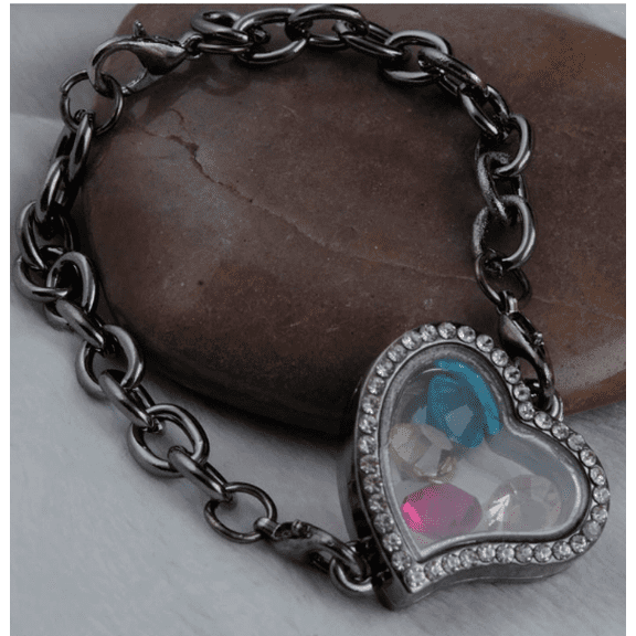 KALLORY Inspirational Photo Bracelet with Heart Locket, Adjustable Link Design, Gift for Women and Girls