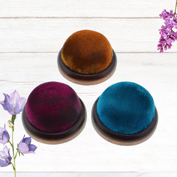 KALLORY Sewing Needle Pincushion Wooden Golden 3Pcs 2.4x1.2in