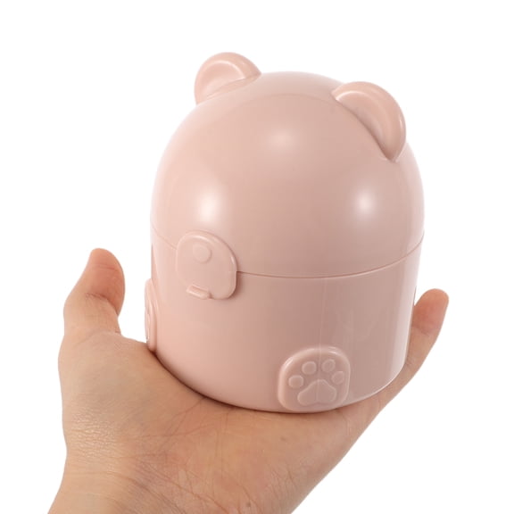 KALLORY Pink Powder Puff Container with Elegant Design for Loose Powder Travel Use Portable Storage 4.9x4.9x5.7 inches