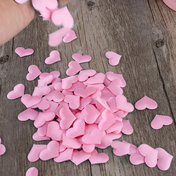 KALLORY Pink Silk Flower Heart Shaped Party Decoration Confetti 100Pcs for Wedding Reception