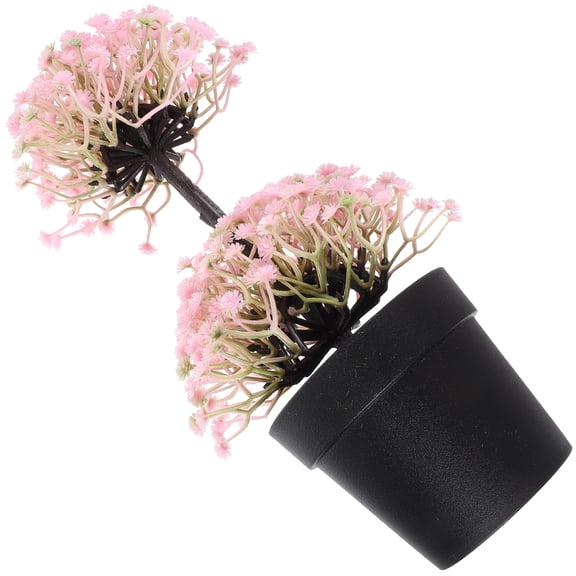 KALLORY Artificial Potted Plant for Decor Pink Plastic Faux Plant Ornament for Living Room Office Size 12.5 inch