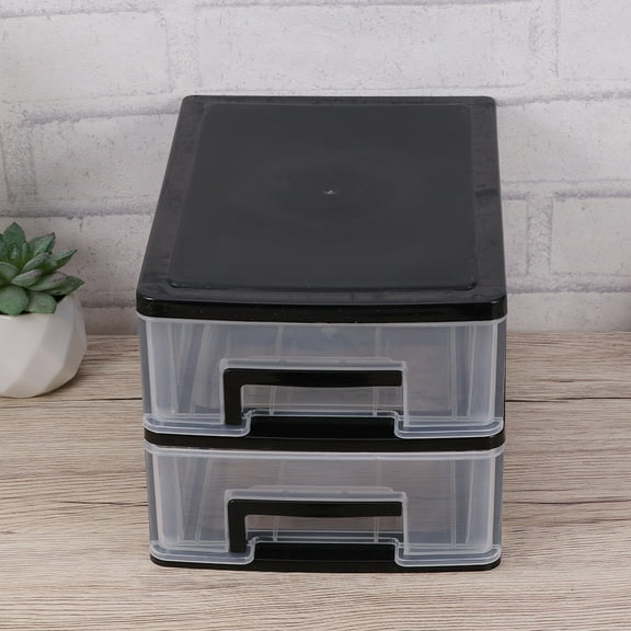 KALLORY Black Plastic Storage Cabinet with Multi-Layer Drawers for Office, Study Room, and Home Organization
