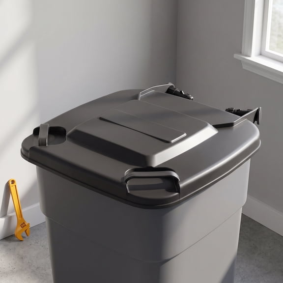 KALLORY Light Grey Plastic Trash Can Lid with Odor Blocking, Easy Installation, Replacement Cover for Garbage Bins
