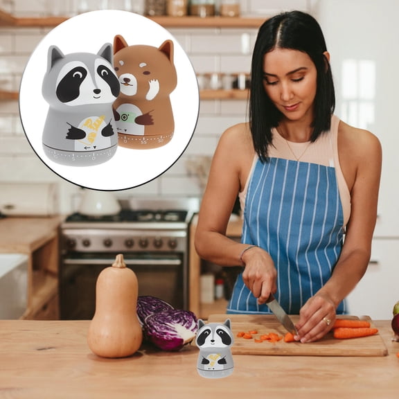 KALLORY Portable Cartoon Animal Shape Countdown Timer Abs Assorted Color 2Pcs 2.3x2.3x3.5in