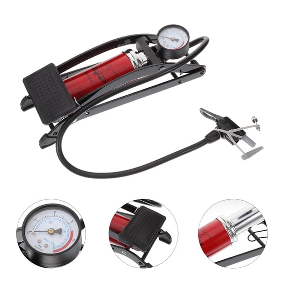 KALLORY Vertical High Pressure Bike Foot Pump, Iron Portable Tire Inflator for Road and Mountain Bikes