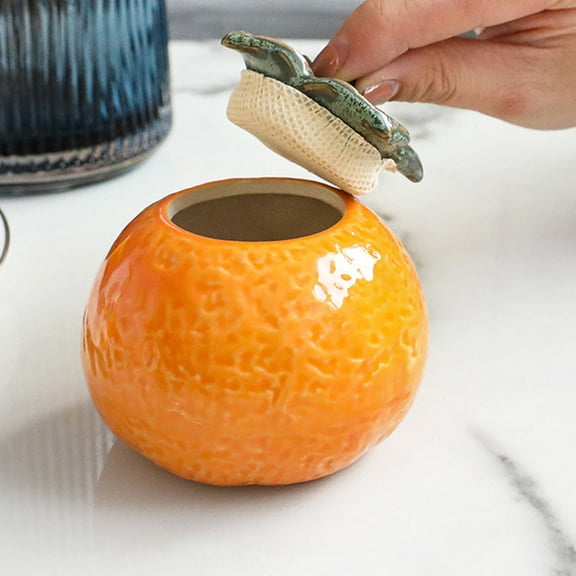 KALLORY Fruit Shaped Container Orange Ceramic 1Pc