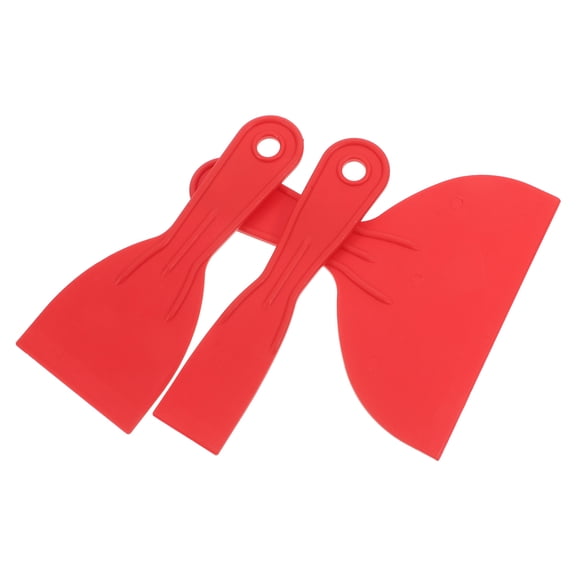 KALLORY Red 3Pcs Putty Scrapers Set Plaster Tools for Wall Repair and Filling